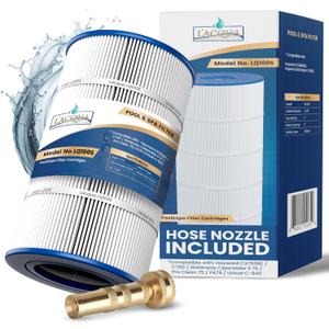 LACQUA Pool Filter Cartridge LQ100S 100SqF for SwimClear Hayward C100S, CX100XRE, Unicel C-9440, Pleatco PA100S, Ultral-D3, D3-M. Hose Nozzle Included