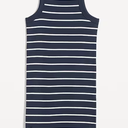 Fitted Striped Sleeveless Rib-Knit Mini Dress
 L