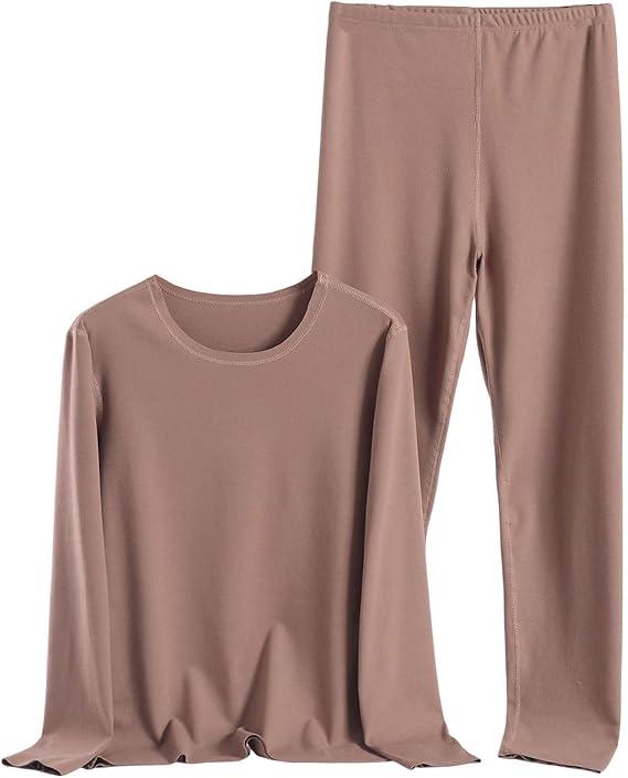 Women's Warm Solid Color Stretchy Thermal Underwear Set Base Layer Long Johns Top and Bottom Set Fall Winter Sets, M