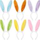 WILLBOND 6 Pieces Halloween Plush Bunny Ears Cute Bunny Headband for All-age Costume Cosplay Easter Christmas (Macaron Color)