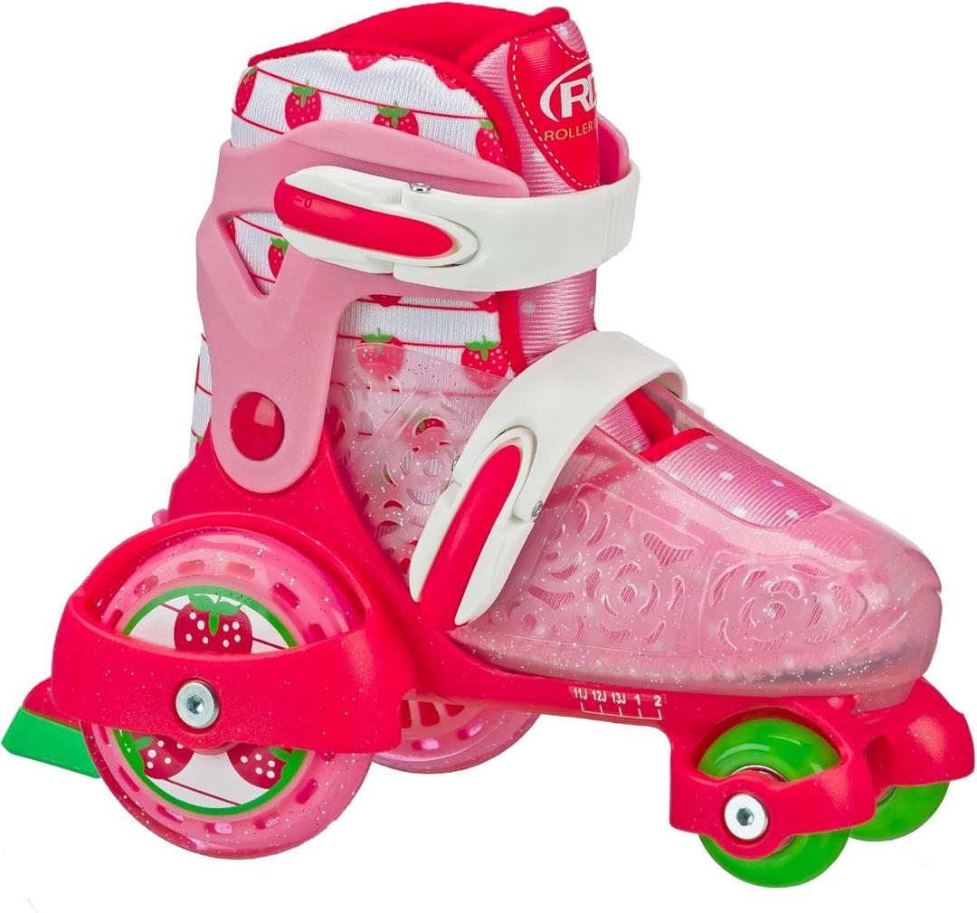 Fun Roll Beginner Roller Skates by Roller Derby, Adjustable Sizing, Skates for Kids, Toddlers, Boys, Girls, Size Youth 11-2