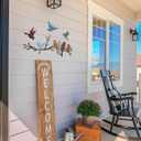Ferraycle Metal Bird Wall Art Birds on the Branch Decor Metal Sculpture Silhouette Ornament Branch Wall Hanging Sign for Balcony Garden Home Decor(Cute Colors)