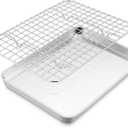 E-far Stainless Steel Baking Sheet with Wire Rack Set, 10.5 x 8.3 Cookie Sheet Baking Pan for Toaster Oven, Small Metal Tray with Cooling Rack for Cooking Roasting, Non-Toxic & Dishwasher Safe