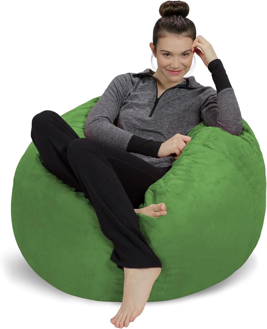 Sofa Sack Bean Bag Chair - Plush, Ultra Soft - Memory Foam Bean Bag Chair with Microsuede Cover - Stuffed Foam Filled Furniture and Accessories for Dorm Room 3 Feet - Lime