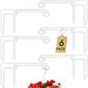 Vinyl Fence Hooks for Hanging Plants,6 Pack 5 x 10 inch Heavy Duty White Outdoor Plant Hanger Bracket for Basket, Flower Pot, Bird Feeders, Patio Lights,Wind Chimes, Pool Tools