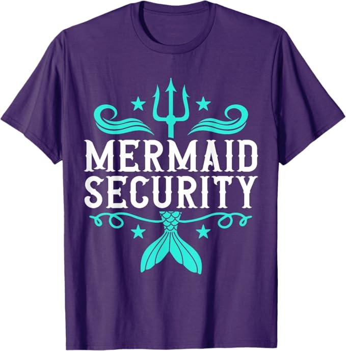 Mermaid Security Mermaid Dad Birthday Merdad Father's Day T-Shirt (Black) L