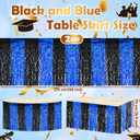 Oudain 2026 Graduation Party Decorations 2 Pack Blue and Black Wavy Metallic Tinsel Foil Fringe Table Skirts for Prom and Grad Party Birthday Decor Rectangle and Round Table Supplies