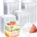 50 Pack 8 oz Tamper Proof Clear Deli Containers with Lid Disposable Square Plastic Deli Sandwich Tiramisu Airtight Meal Container for Refrigerator Dishwasher Microwave Take out Kitchen
