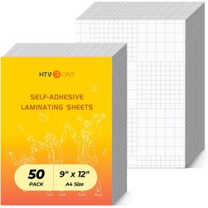HTVRONT Self Adhesive Laminating Sheets - 50 Sheets, 4mil, 9 x 12 Inches Self Laminating Sheets, No Machine Needed Clear Laminating Sheets for Protecting Documents Photos Menus Stickers Book Cover