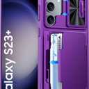 Vizvera for Samsung Galaxy S23 Plus Case Wallet, RFID Cards Holder (4 Cards) & Camera Cover & Kickstand for Women Men, Full Body Shockproof Silicone Case for S23 Plus 6.6"-Purple