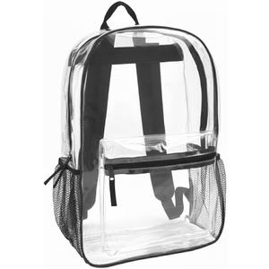 Trail maker Clear Backpack Heavy Duty with Padded Straps, Side Pockets for Kids, Boys, Girls, School, Stadium Approved Events (Black)