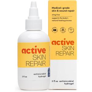 Active Skin Repair First Aid Healing Skin Hydrogel - Natural & Non-Toxic Repairing Ointment with Hypochlorus Acid for Minor Cuts, Wounds, Scrapes, Rashes, Sunburns, & More, 3 oz (3 Fl Oz (Pack of 1))