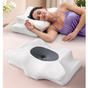 Dream Without Pain Cervical Neck Pillow for Sleeping, Ergonomic Side Sleeper Pillows for Adults, Cooling Orthopedic Pillow for Neck Relief Support, Memory Foam Pillows Back Stomach Sleepers (Standard, Grey)