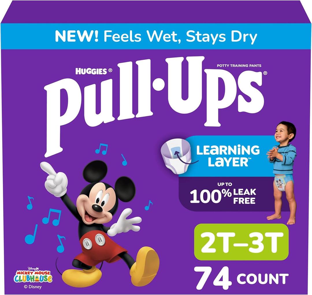 Pull-Ups Boys' Potty Training Pants, Size 2T-3T Training Underwear (16-34 lbs), 74 Count