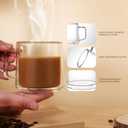 CNGLASS 15oz(4-pack) Double Walled Glass Coffee Mugs,Large Insulated Glass Mugs with Handle,Clear Coffee Cups for Espresso,Latte,Cappuccino,Tea
