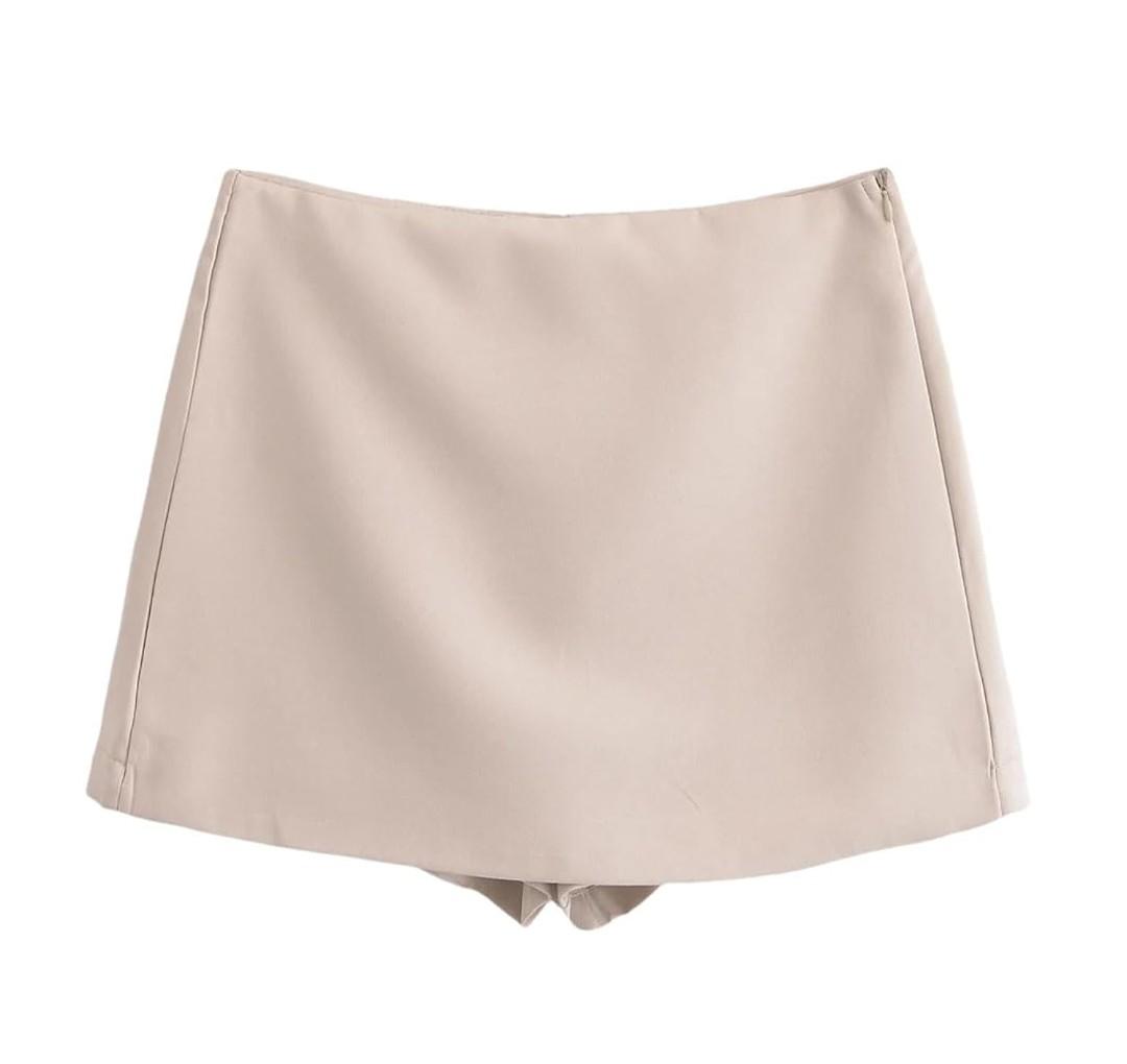 Women Vintage Mid Waist Short Skirt Solid Mini Skirts Streetwear A-Line Casual Skirts, Large