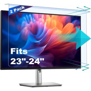 2 Pack Anti-Blue Light & Anti-Scratch Screen Protector Shield for 23, 23.6, 23.8, 24 Inches Desktop Computer Monitor, Hanging Block Filter Panel for Eye Protection