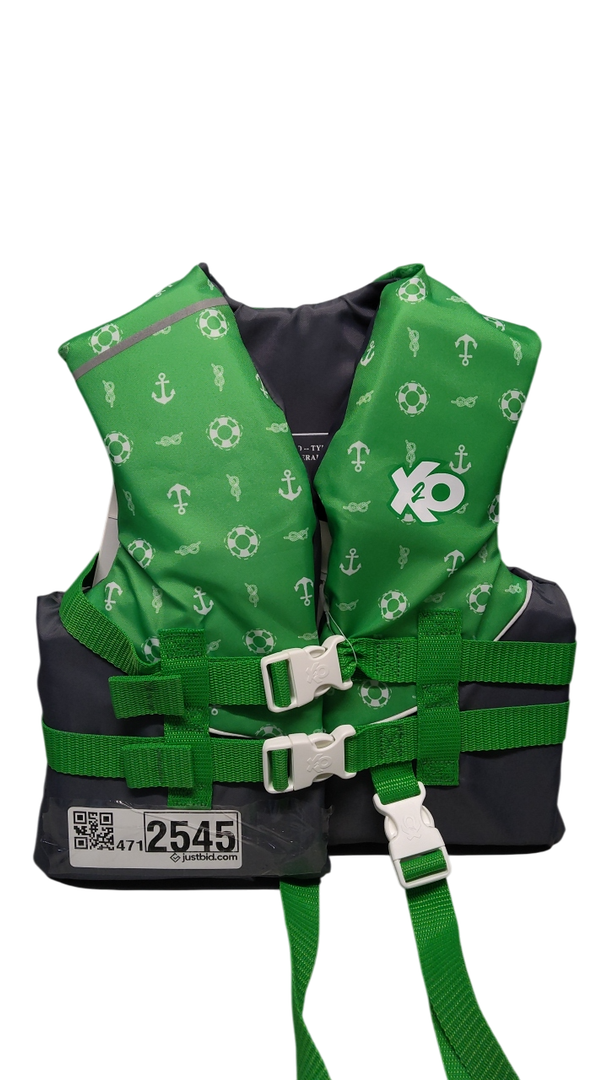 X2O Universal Youth Open-Sided Life Vest and Jacket, 30lbs - 50lbs, Blue Ocean Coral, Unisex, Green