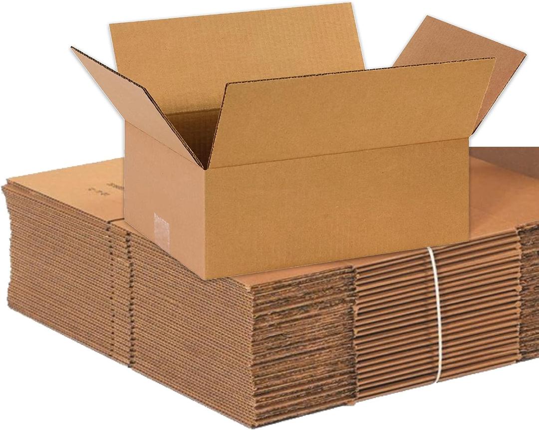 BOX USA Shipping Boxes 14"L x 10"W x 5"H 25-Pack Flat Corrugated Cardboard Box for Packing, Moving and Storage