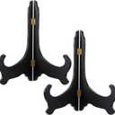 Tatuo 2 Packs Wooden Plate Stands for Display, Plate Holder Display Stand, Picture Frame Stand Easels, Tabletop Art Holder, Book Dish Decorative