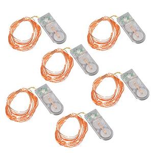 LumaBase Battery Operated LED Fairy String Lights, Orange - Set of 12