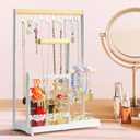 coobest Jewelry Holder Organizer Stand, Jewelry Display Rack with 36 Holes Earring Holder, 10 Hooks Necklace Organizer, Velvet Ring Holder Dish, Birthday Gifts Ideas for Mom Women Room Decor