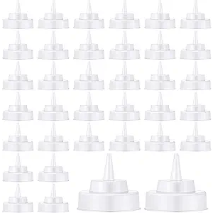 Tioncy 36 Pcs Condiment Squeeze Bottle Replacement Cap Plastic Wide Mouth Squeeze Lids for 63mm Emptying Bottle 2.76inch Natural Cone Tip Dispensing Caps for Kitchen Dining Room Dispenses Sauce