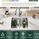 23-inch Undermount Laundry Utility Sink, Stainless Steel | 23x18x12 Extra Deep Single Bowl for Laundry Room, Garage and Outdoor Kitchen with Bottom Grid, Drain Strainer and Drying Rack