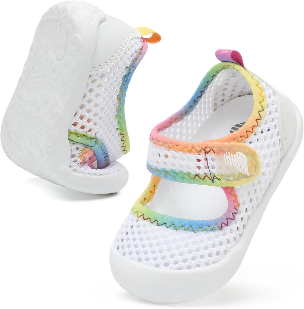 BARERUN Toddler Water Shoes Barefoot Water Shoes for Kids Baby Wide Aqua Socks with Arch Support Quick-Dry Breathable Boys Girls Sandals Walking Shoes for Beach Swim Pool Shoes (10-10.5 Toddler, Knit White)