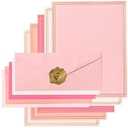 50 Pack Colored Stationery Set, 5 Colors #10 Business Envelopes, Pink