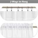 RYB HOME Short Kitchen Valances and Curtain Set, Privacy White Linen Swag Curtains, Semi Sheer Bathroom Tiers for Small Windows, 36 x 36 inch, 1 Pair