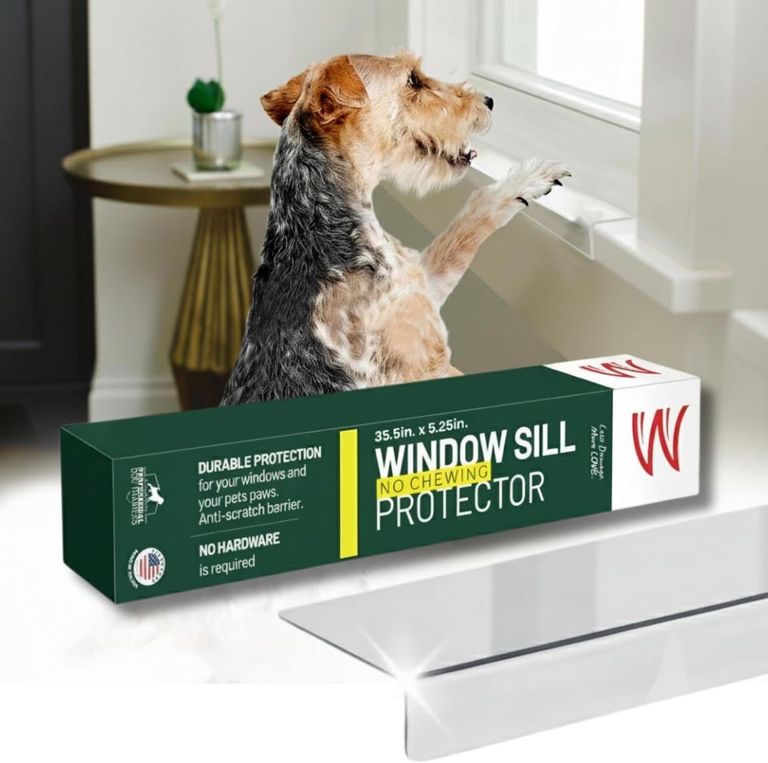 CLAWGUARD Plexiglass Window Sill Protector – Thick Crystal Clear Window Sill Cover & Extender – Window Ledge Protector for Dogs & Cats (35.5in. x 5.25in.)