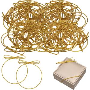 250 Pcs Gold Stretch Loops with Pre-Tied Bows, Elastic Bows for Gift Boxes, Gold Elastic Band & Stretchy Ribbon for Crafts, Wrapping, Tags (8 Inch)