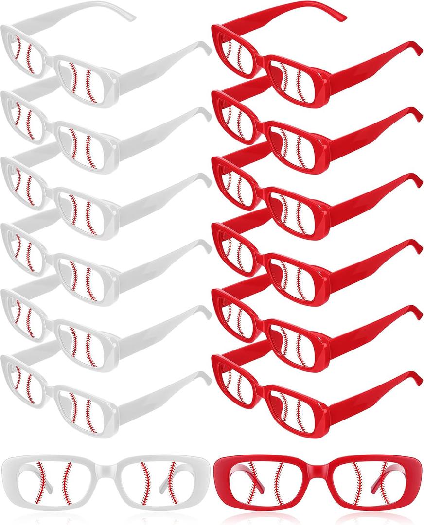 12/24 Pcs Sport Party Favor Baseball Soccer Softball Glasses for Senior Night Sport Event Team Gift Photo Booth Prop