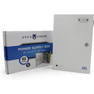 18 Channel/Port 30 AMPS, 12V DC Power Supply Box, Individually Fused for CCTV, LED, and All 12v DC Devices. (18CH 30 AMP)