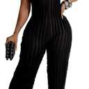 Adogirl Summer Sexy Halter Jumpsuits for Women V Neck Tie Knot Pleated Boho One Piece Wide Leg Long Pants Jumpsuit Romper (Medium, Black)