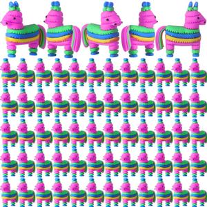 Weysat 50 Pcs Mini Donkey piñatas Figurines Small Rainbow Piñata Figures to Hide and Seek Little Cinco De Mayo Fiestas Statues for Mexican Party Gifts Fiesta Theme Birthday Supplies Piñata Stuffers