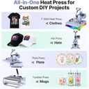 Slendor 15x15 inch 5 in 1 Swing Away Heat Press Machine for T Shirts