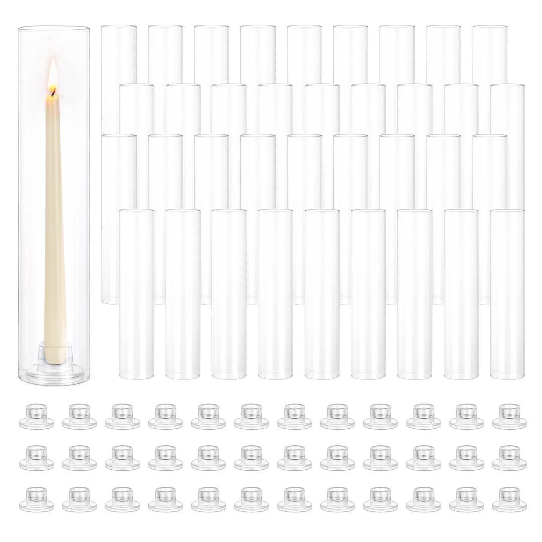 Hewory Hurricane Glass Candlestick Holders: 36PCS Clear Taper Candle Holders for Candlesticks with Windproof Design Ideal for Event Organizers for Table Centerpieces Weddings Christmas Home Decor