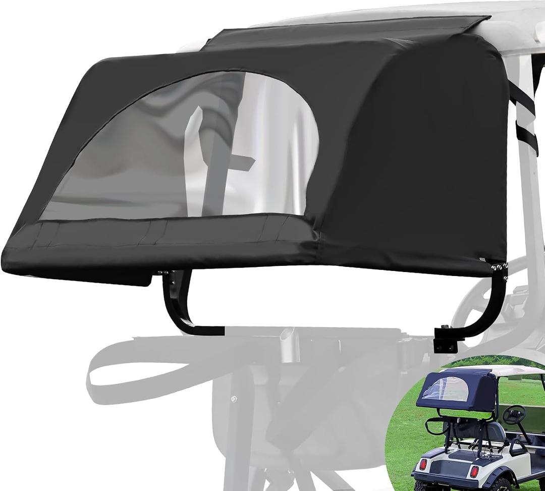DRIVE UP Golf Cart Rear Bag Rain Cover for Most Yamaha Club Car EZGO Golf Carts, Black/Beige Heavy-Duty Golf Rear Rain Shelter with Bracket Kit