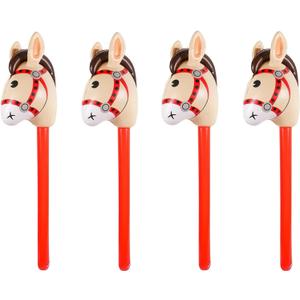 4 Pieces Inflatable Stick Horse Inflatable Stick Horse Balloon Funny Stick Horse Toy for Kids Inflatable Stick Horse Birthday Gift Cowboy Party Supplies (37 Inch Brown)