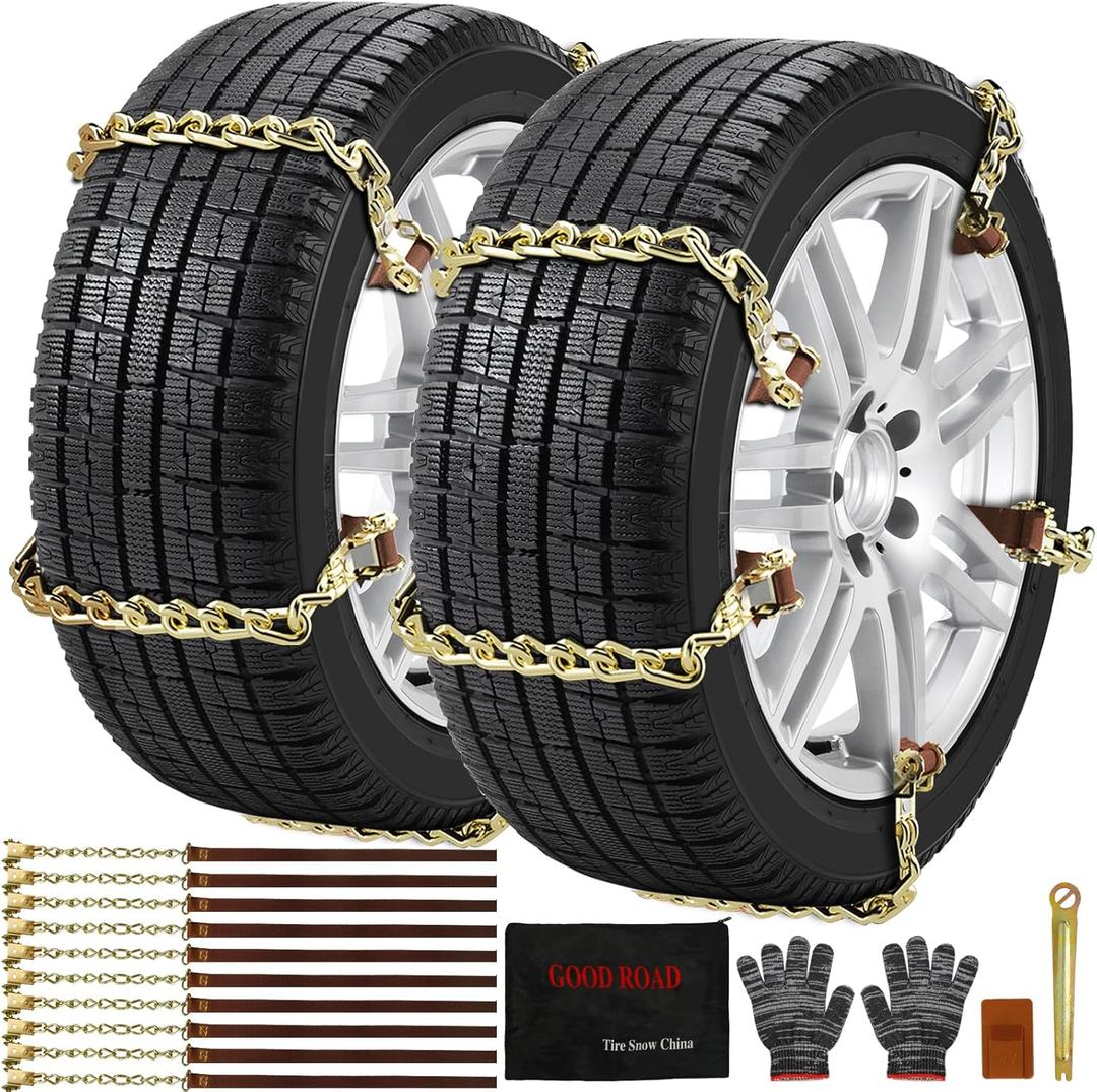 Snow Chains For Car,Snow Chains For Tires,Tire Block Emergency Anti Slip Tire Chain For Trucks SUV Lawn Tractor 10 Pcs Fit For Tire Width Of 175-285mm/6.8-11.2 Inches