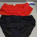 COCOPEAR Full Coverage Bikini Bottoms for Women Mid Rise Bathing Suit Bottoms for Women Ruched Tummy Control Swim Bottoms (Large, 2# Black+red)