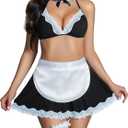 Avidlove Sexy Maid Lingerie for Women Roleplay Lingerie Cosplay Lingerie Set Sexy Christmas Costumes(6pack) (Small, Black)