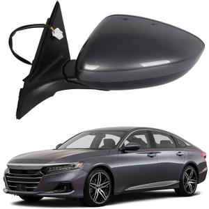 Dasbecan Left Driver Side Mirror Assembly Compatible with Honda Accord LX Sport 1.5T 2018-2025 Power | Non-Heated | Gray Repalces# HO1320328 76258-TVA-A02, Modern Steel Metallic-3Pins