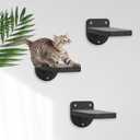 ESPETS Set of 3 Black Natural Sturdy Wood Cat Wall Floating Steps - Wall Mounted Cat Climbing Shelves and Perches, Kitty Stairs Climber Ladder for Wall - Holds up 35lbs