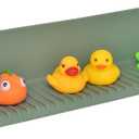 DNC Bathtub Splash Guard for Tub Kids, Silicone Bath Tub Topper Ledge Side Toddler Water Splash Guard Play Shelf Aqua 2 Pack