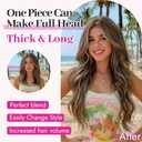 KooKaStyle Invisible Wire Hair Extensions Long Wavy Layered Synthetic with Transparent Headband Adjustable Size 6 Secure Clips Hairpieces for Women (20 Inch, Medium Brown Mix Ash Blonde)