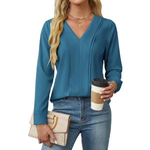 BMJL Womens Dressy Casual Blouses Business Work Tops Fall Long Sleeve Shirts 2024 (L)
