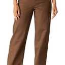 Levi Strauss Signature Gold Women's Heritage High-Rise Loose Straight Jeans Stretch Denim  (Brown), 14/W32